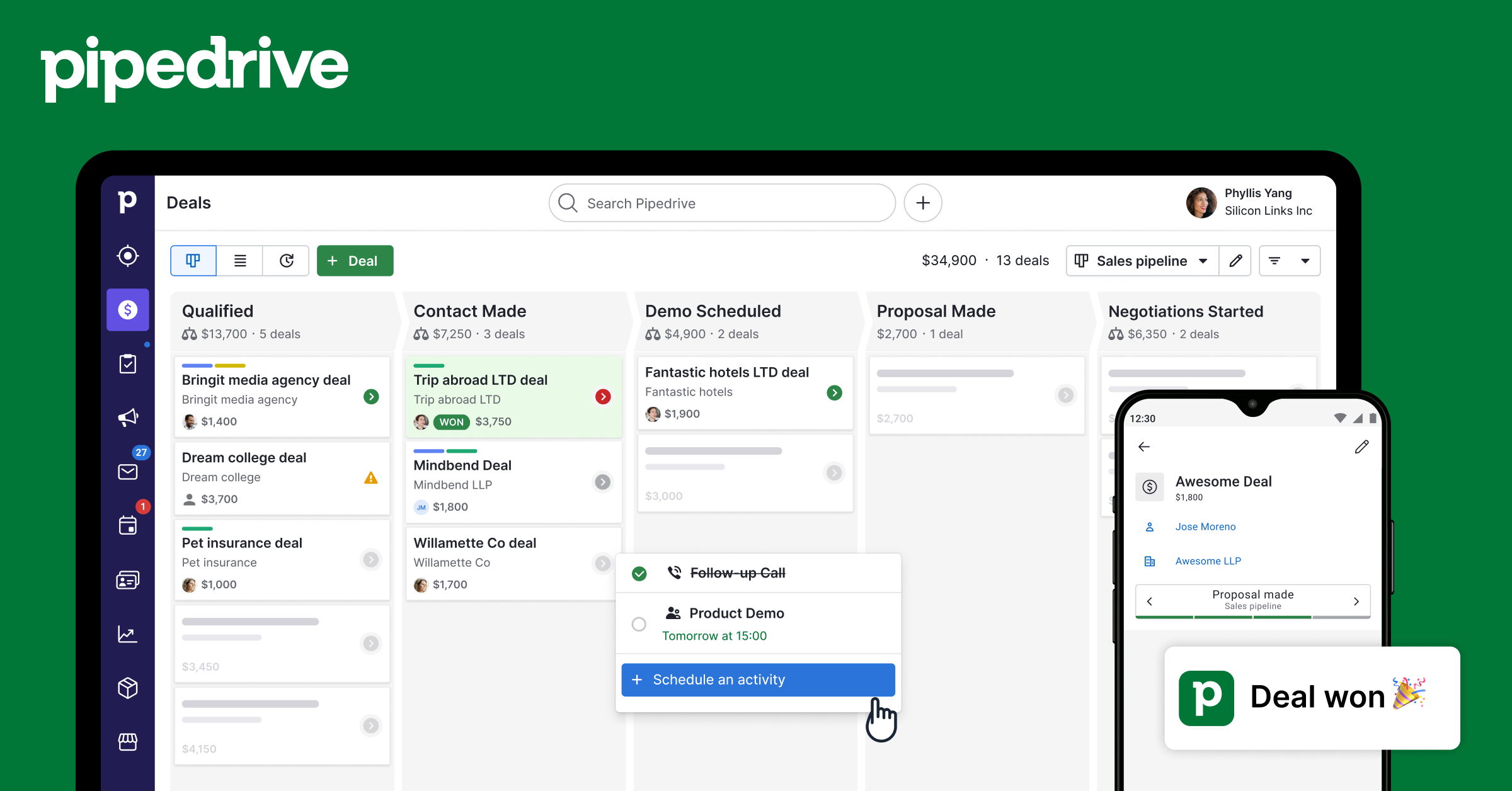 Pipedrive pipeline product view